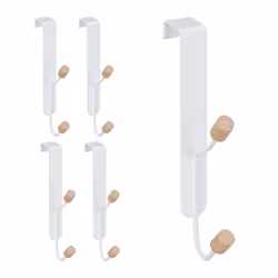 Relaxdays 10032629, Interno, Gancio da parete, Bamboo, Bianco, Bamboo, Metallo, 5 kg, 2 mm