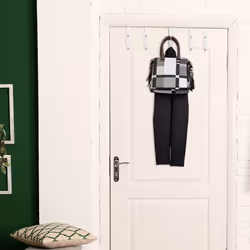 Relaxdays 10032629 Interno Gancio da parete Bamboo, Bianco 5 pz