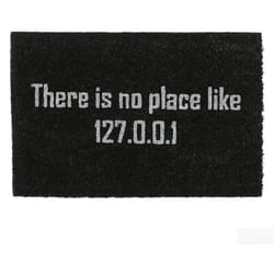 Relaxdays - Zerbino in Fibra di Cocco, Scritta 'There is no Place like 127.0.0.1' Tappetino Antiscivolo, 60x40 cm, Nero