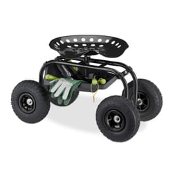 Sgabello per Giardinaggio & Officina, 150 kg, Regolabile, con Ruote, Sedia da Giardino con 4 Rotelline, Nero - Relaxdays