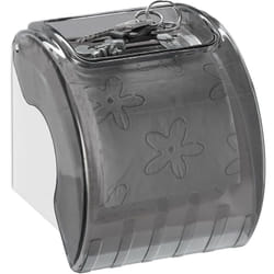 Relaxdays - Porta Carta Igienica con Ripiano e Copertura, Portarotolo in Plastica HxLxP: 15 x 13,5 x 15cm, grigio/bianco