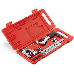 Relaxdays Set Cartellatrice 5 - 16 mm, con Tagliatubi & Valigetta, per Tubi in Rame & Alluminio, Argento/Nero/Rosso