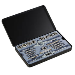 Relaxdays - Set per Filettatura M3 - M12, Set con 9 Filiere & Maschi per Filettare, Giramaschio, Filettatore, Argento