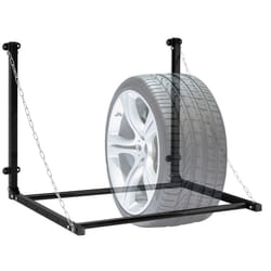 Relaxdays - Scaffale Porta Gomme da Parete, per 4 Pneumatici, Supporto da Muro Pieghevole fino a 90 Kg, Acciaio, Nero