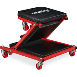 Sgabello da Officina fino a 150 Kg, Sedia & Lettino 2in1, con Rotelline Girevoli a 360°, Pieghevole, Nero - Relaxdays