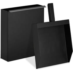 Contenitore per Cenere con Paletta, Accessorio per Camino, Gril, Stufa, Secchio, Pala con Cestino, nero - Relaxdays