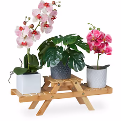 Mettiin risalto i tuoi fiori con questo portavasi elegante realizzato interamente inbambù. Su 3 ripiani della fioriera puoi c ...