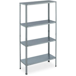 Scaffale in Metallo Zincato, Capacità di 160 kg, hlp: 145x75,5x30 cm, 4 Ripiani, Acciaio, Cantina, Argento - Relaxdays