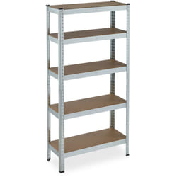 Scaffale in Metallo, Capacità di Carico 875 kg, 150x75x30 cm, Scaffalatura Alta Portata, 5 Ripiani, Argento - Relaxdays