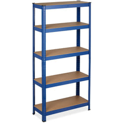 Scaffale in Metallo, 875 kg Capacità di Carico, 150x75x30 cm, Scaffalatura ad Alta Portata con 5 Ripiani, Blu - Relaxdays