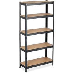 Scaffale in Metallo, 875 kg Capacità di Carico, 150x75x30 cm, Scaffalatura ad Alta Portata con 5 Ripiani, Nero - Relaxdays
