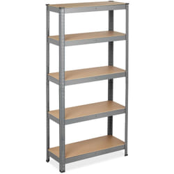 Scaffale in Metallo, 875 kg Capacità di Carico, 150x75x30 cm, Scaffalatura Alta Portata con 5 Ripiani, Grigio - Relaxdays