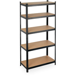 Relaxdays - Scaffale in Metallo, Capacità fino a 875 kg, 180x90x45 cm ca., Scaffalatura ad Alta Portata da 5 Ripiani, Nero