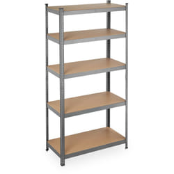 Scaffale in Metallo, Capacità fino a 875 kg, 180x90x45 cm, Scaffalatura ad Alta Portata da 5 Ripiani, Grigio - Relaxdays