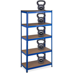 Relaxdays - Scaffale in Metallo, Capacità 1325 kg, 180x90x45 cm, 5 Ripiani, Casa, Dispensa, Garage & Officina, Acciaio,Blu