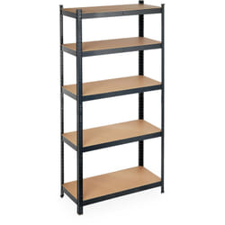 Scaffale in Metallo, Capacità fino a 875 kg, 180x90x40 cm ca., Scaffalatura ad Alta Portata da 5 Ripiani, Nero - Relaxdays