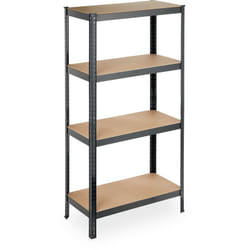 Scaffale in Metallo, 280 kg Capacità di Carico, 157x80x41 cm, Scaffalatura Alta Portata con 4 Ripiani, Nero - Relaxdays