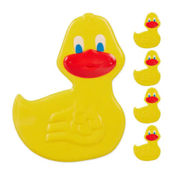 Adesivi Antiscivolo Doccia, Pad per Vasca da Bagno per Bambini, Set 5 Sticker a Anatra, con Ventose, Giallo - Relaxdays