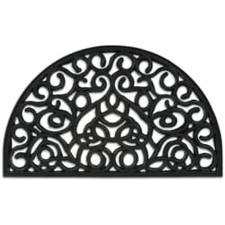 Relaxdays - Tappeto di Gomma Semicircolare, 45x75 cm, Antiscivolo, Zerbino Ingresso, Portone, Outdoor, Ornamentale, Nero