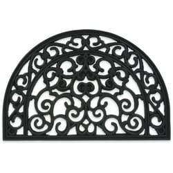 Relaxdays Tappeto di Gomma Semicircolare, 40x60 cm, Antiscivolo, Zerbino Ingresso, Portone, Outdoor, Ornamentale, Nero