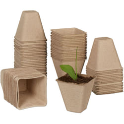 Relaxdays - Set da 80 Vasetti per Piantine, Biodegradabili, da Torba, Quadrati, Vasi Carta, HxLxP: 8 x 8 x 8 cm, Marrone