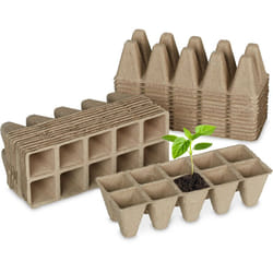 Relaxdays Set da 24 Griglie per Vasetti, Tavolette per 240 Piantine, Carta Biodegradabili, HLP 5,5x22x8,5cm, Naturale