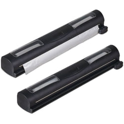 Relaxdays - Taglia Pellicola da Cucina, Set da 2 Porta Rotoli di Plastica & Alluminio, Dispenser con Taglierina, Nero