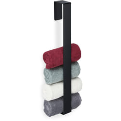 Portasciugamani Adesivo da Parete, Autoadesivo, Bagno e Cucina, Asta Asciugamani a Muro, Salvaspazio, Nero - Relaxdays