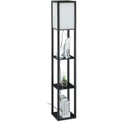 Relaxdays - Lampada con Ripiani, hlp 161 x 26 x 26 cm, Luce con Attacco E27, Piantana da Pavimento dal Design Moderno,Nero