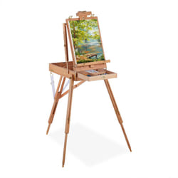Relaxdays - Cavalletto Pittura Portatile, Valigetta per Adulti con Cassetto, Altezza & Inclinazione Regolabile, Naturale
