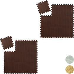 18x Tappeto da Fitness a Puzzle, Set Tasselli, per Sport, in Gommapiuma eva, BPA-Free, in Effetto Legno, Marrone Scuro