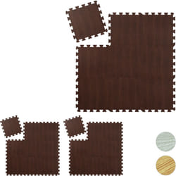 27x Tappeto da Fitness a Puzzle, Set Tasselli, per Sport, in Gommapiuma eva, BPA-Free, in Effetto Legno, Marrone Scuro