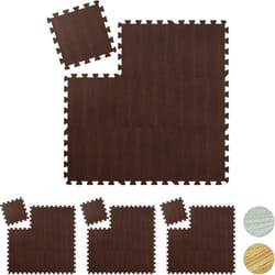 36x Tappeto da Fitness a Puzzle, Set Tasselli, per Sport, in Gommapiuma eva, BPA-Free, in Effetto Legno, Marrone Scuro