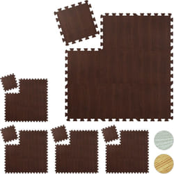 45x Tappeto da Fitness a Puzzle, Set Tasselli, per Sport, in Gommapiuma eva, BPA-Free, in Effetto Legno, Marrone Scuro