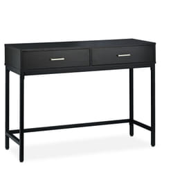 Tavolo Consolle da Ingresso, Mobiletto Corridoio 2 Cassetti Tavolino Stretto Salotto Tavolo 81x110x42 cm, Nero - Relaxdays