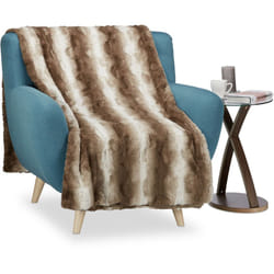 Relaxdays - Coperta Pelosa in Pelliccia Sintetica, Plaid per Divano & Letto, Morbida, Matrimoniale, 150x200 cm, Marrone