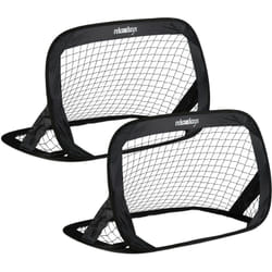Relaxdays - Porta da Calcio Pieghevole in Set da 2, Porticina Pop Up da Giardino Mini Rete per Bambini 77x122x83 cm, nero