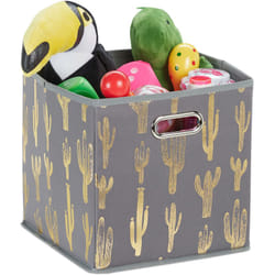Scatola Portaoggetti Pieghevole, Quadrata, Contenitore, Box, hlp: 29x28,5x28,5 cm, senza Coperchio, Grigio/Oro - Relaxdays