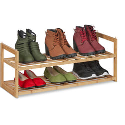 Scarpiera in Impilabile in Bambù, Porta Scarpe con 2 Livelli, Fino a 6 Paia, 29,5 x 72,5 x 27 cm, Naturale - Relaxdays