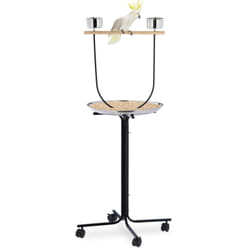 Relaxdays - Trespolo per Pappagalli Grandi, xl, Posatoio, Asta, 2 Mangiatoie, Vaschetta, con Rotelle, Metallo, nero