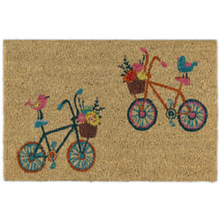 Relaxdays - Zerbino Ingresso Casa, 40x60 cm, Tappeto con Bici Antiscivolo in Fibra di Cocco, Indoor e Outdoor, Naturale