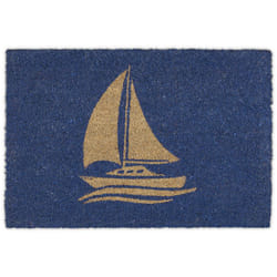 Relaxdays - Zerbino Ingresso Casa, Design con Vela, 60x40 cm, Tappetino Interni e Esterni in Fibra di Cocco, Blu/Naturale