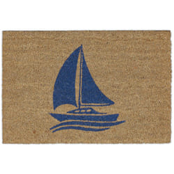 Relaxdays - Zerbino Ingresso Casa, Design con Vela, 60x40 cm, Tappetino Interni e Esterni in Fibra di Cocco, Blu/Naturale