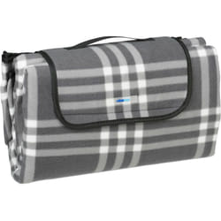 Relaxdays - Coperta da Picnic xxl, 200x200 cm, Plaid Impermeabile, Isolante, Parco, Trasportabile, a Quadri, Bianco/Grigio