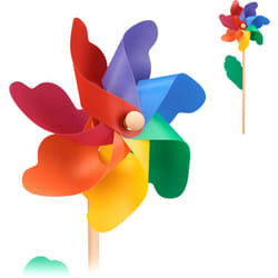 Relaxdays - Girandole a Vento, Set da 2, Decorazione Giardino, Gioco per Bambini, Mulino per Balcone, Legno, Multicolore