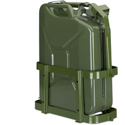 Supporto Porta Tanica per Auto, Porta Taniche di Benzina da 10 & 20 Litri, Staffa in Metallo, Supporto, Verde - Relaxdays