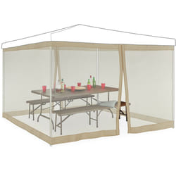 Set da 2 Zanzariere per Gazebo 3x3m, Dimensioni 2x6 m, con Cerniera e Chiusura a Strappo, Anti Vespe, Beige - Relaxdays