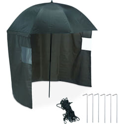 Ombrello a Tenda, Ombrellone da Pesca, Spiaggia, Mare, con Telo Laterale, Picchetti e Custodia Viaggio, Verde - Relaxdays