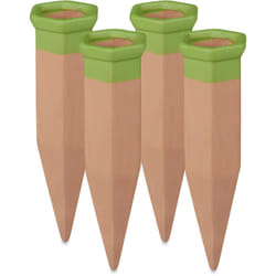 Set Irrigazione a Goccia, Set da 4 Coni per Piante, Innaffiatoio per Bottiglie da 1,5 Litri in pet, Terracotta - Relaxdays
