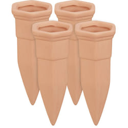 Relaxdays - Set Irrigazione a Goccia, Set da 4 Coni per Piante, Innaffiatori per Bottiglie da 1,5 l in pet, Terracotta